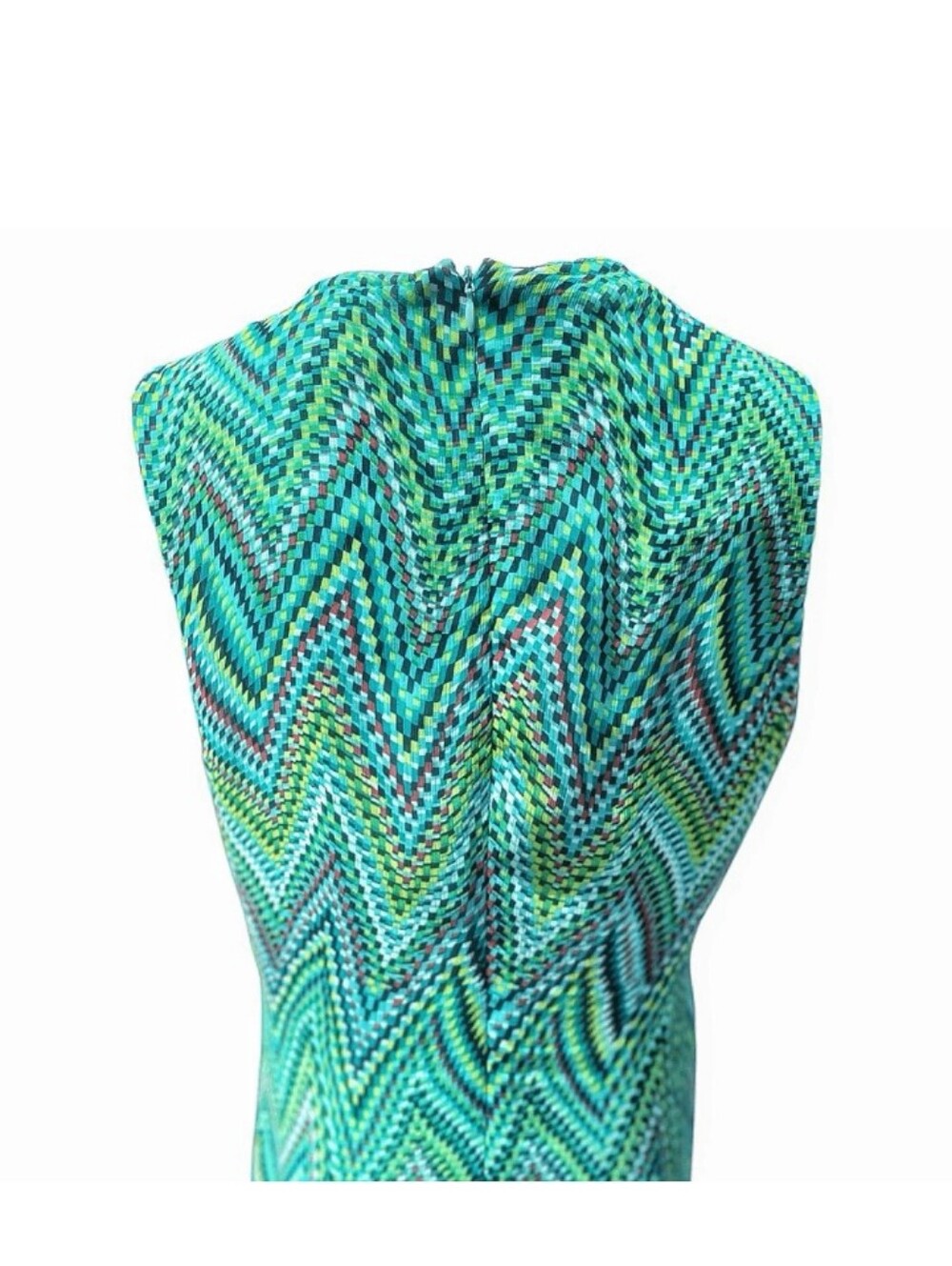 Sharagano Teal Abstract Maxi Dress Size 12 - Picture 5 of 6